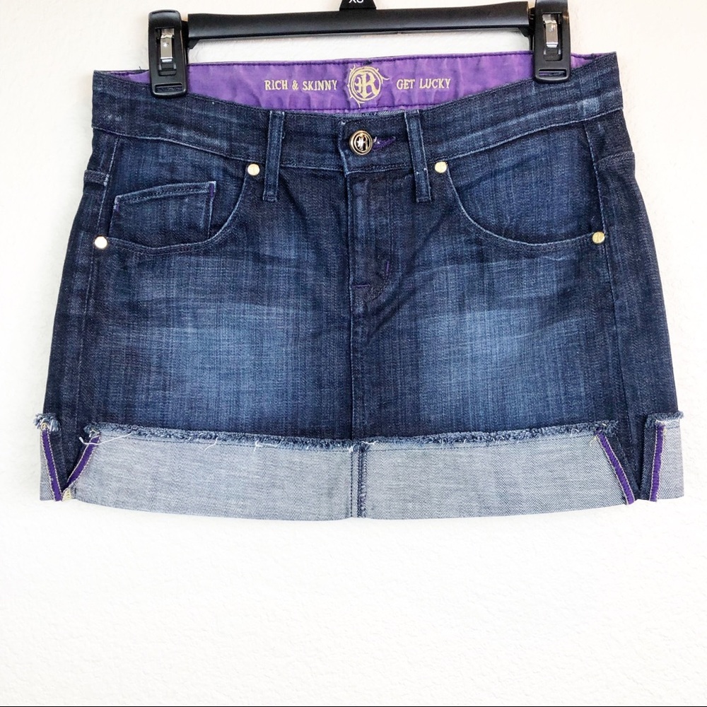 Rich & Skinny Get Lucky Denim Mini Skirt Size 26